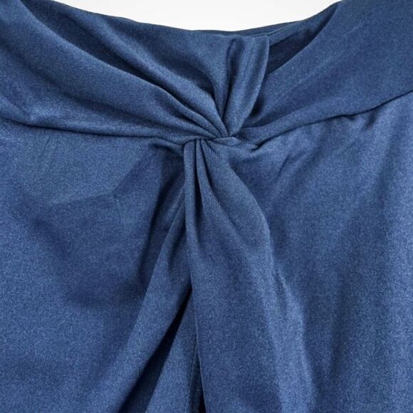Halara Twisted Split High Low Bodycon Midi Mini Casual Skirt  Navy Dark Blue S - Picture 4 of 8